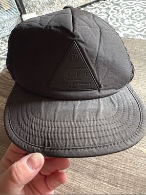 Neff Black Quilted 5-Panel Cap with Raised Triangle Patch Trucker Style